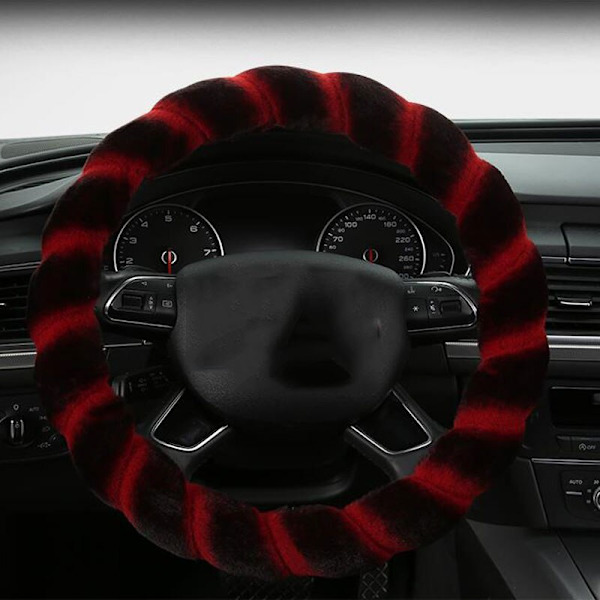 (Röd)Bilrattkåpa Cover Vinter Mjukt Och Bekvämt Håll Varmt Bilinteriörtillbehör Tillbehör Para Auto Stuurhoes Red