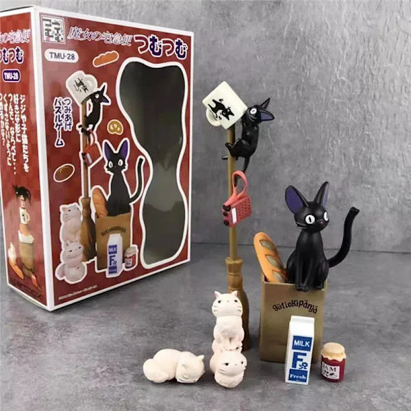 Miyazaki Hayao-serien Totoro Anime Figur Mini Staty Söta leksaker Rumsprydnader Kawaii Pvc Figurer Monterade leksakspresenter för barn D With Box