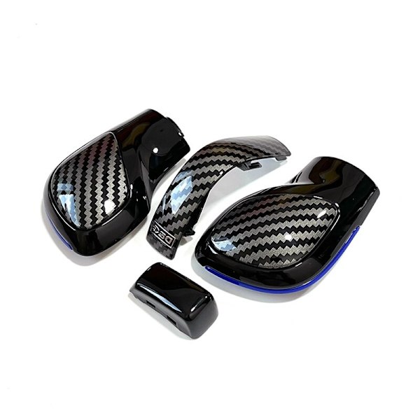 För VW Golf 6 7 R GTI Passat B7 B8 CC R20 Jetta MK6 GLIBsvart bakfärg Med kolfiberväxelknopp Gear Cover DSG Logo-Blå-4 Blue-4