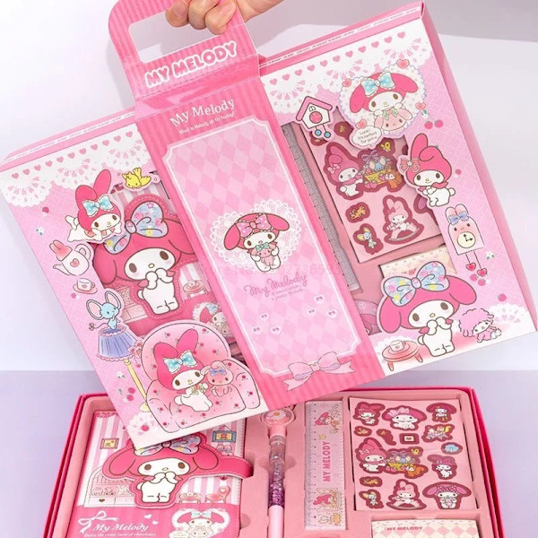 Nytt Sanrio set Student tillbaka till skolan presentkort Wai Kuromi Melody Coil Bänk Penna Bok Skolmaterial Presentleksak Regular Edition-A