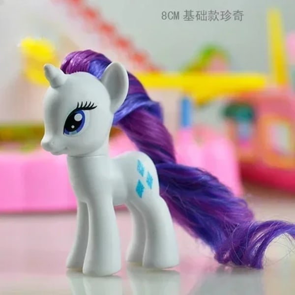 Äkta tecknad My Little Pony Animefigurer Twilight Sparkle Rainbow Fluttershy Pinkie Pie Rarity Ponny Modell Leksakspresent DARK GRAY