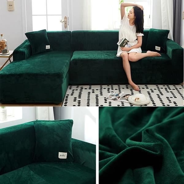 Sofföverdrag - YSTP - Sammet - Stretch - 2-sits - Mörkgrön Dark Green