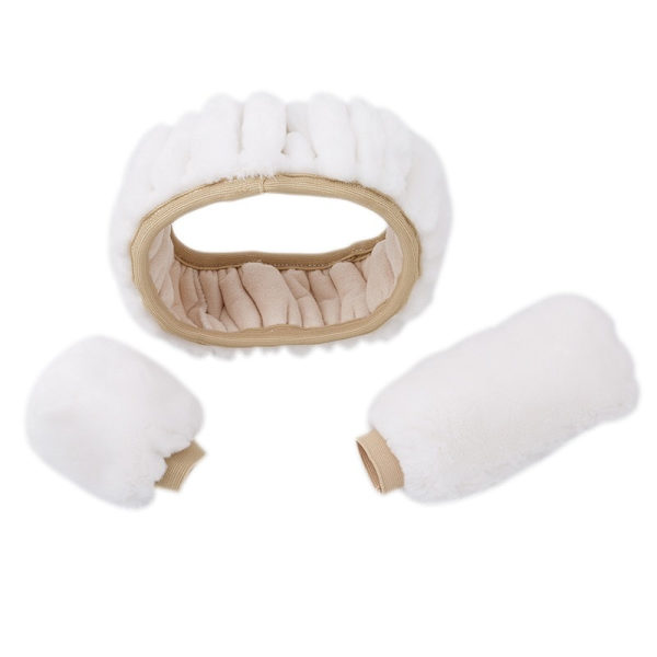 (vit set) Cover Växellåda Handbromsskydd Cover Dekoration Varm Supertjock plyschkrage Mjuk Svart Rosa Kvinnor Man white plush set