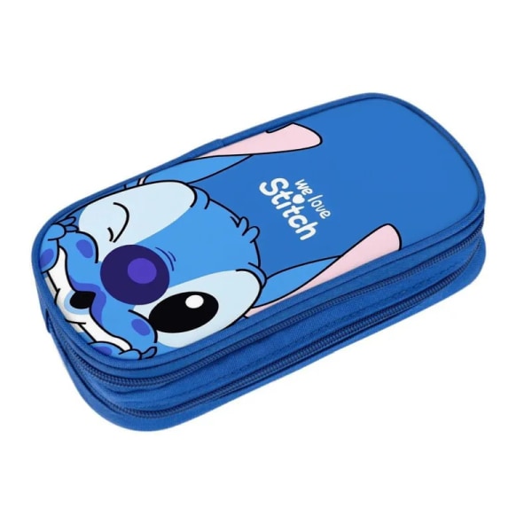 Ny Disney Stitch Stor kapacitet Pennväska Case Anime Figur Dubbellagers multifunktionell case studenter brevpapper barn Leksak 23