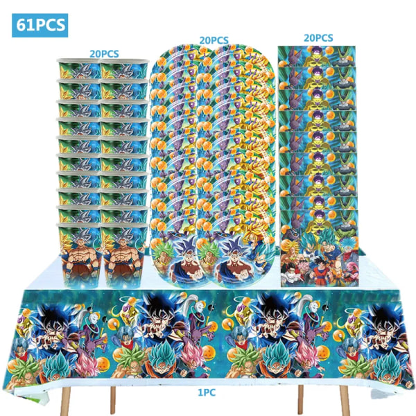 Dragon Ball Festdekorationer Barn Födelsedagstillbehör Serviser Papperskopp Tallrik Baby Shower Son Goku Folieballonger 50PCS-1