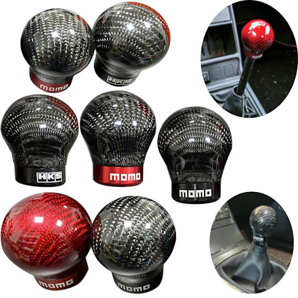 Car Racing Real Carbon Fiber Ball Shift-ratt Manuell växellåda Växlingsknopp med 3 adaptrar-svart black