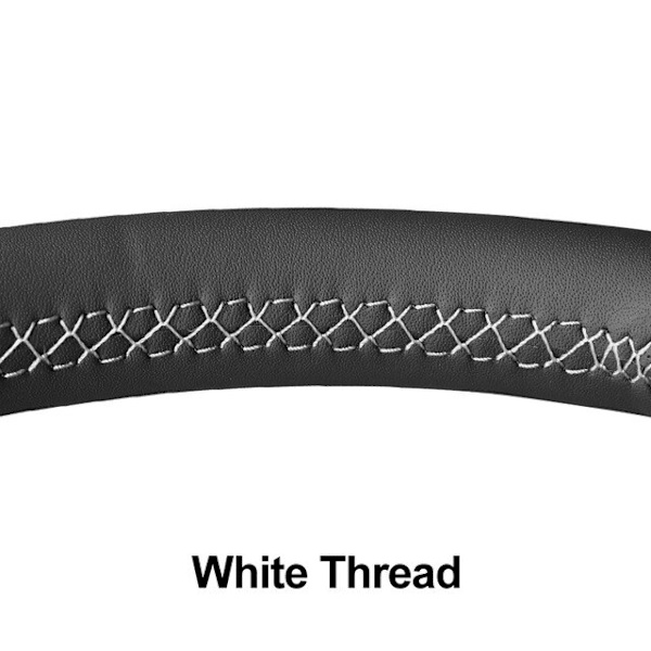 (Vit tråd)Beige konstläder Handsytt halkfritt cover för Fiat 500 2007-2015 500e 2014-2018 500C 2014-2017 White Thread