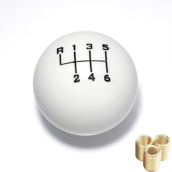 Universal 6-växlad rund växelspaksknopp Växelspak Huvud-6-växlad Vit 6 speed White