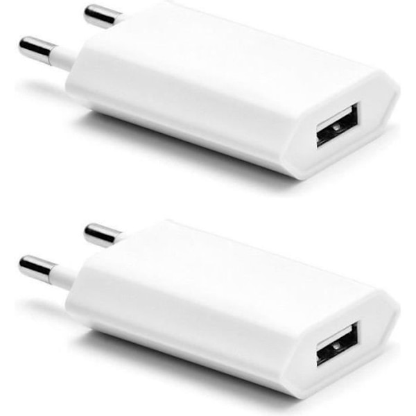 2 Universal Hvit Adapter Lader EU Plugg Vegg Strøm 1A iPhone 8 Plus