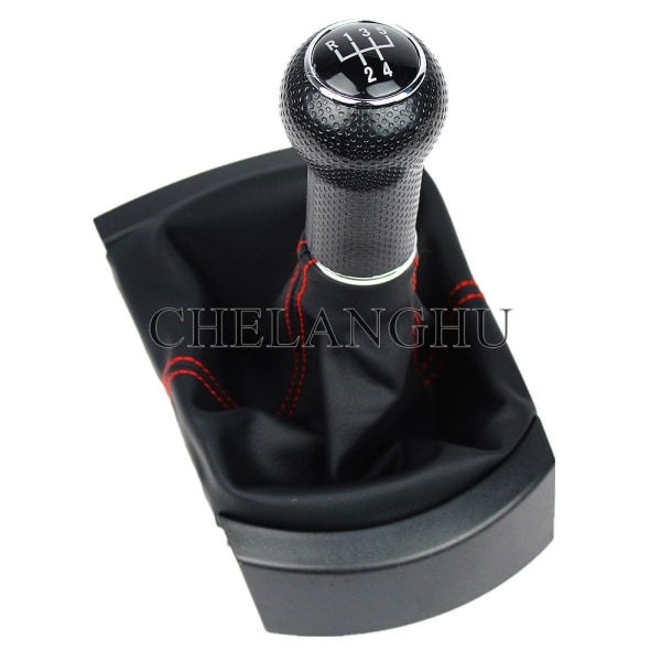 För Seat Ibiza 2002 2003 2004 2005 2006 2007 2008 2009 2010 Car-Styling 5/6-växlad växelspaksknopp med PU-läder Boot-6 Speed Black 6 Speed Black