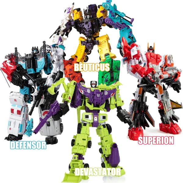 Haizhixing 5 i 1 Bruticus Devastator Superion Defensor Transformasjonsrobot Bil Actionfigurer Flymodell Barn Gutt Leke