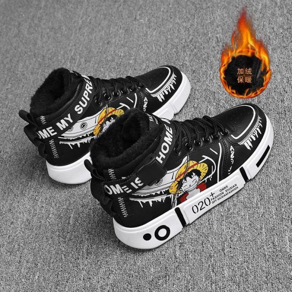 One Piece Anime Perifera produkter Stora barnskor Högtoppade barnsportsneakers Barnfödelsedagspresenter Barnpresent White 34