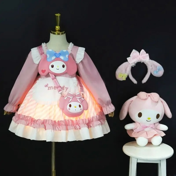 Anime Kawaii Sanrios My Melody Kuromi Lolita Barn Prinsessklänning Bekväm Söt Söt Tjej Tutu-kjol Toddler Födelsedagskläder Full Set 11 120 cm