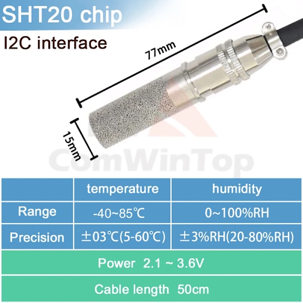 SHT20 SHT30 SHTC3 SHT35 I2C Temperatur- och fuktighetssensor CWT-I2CTH03-20