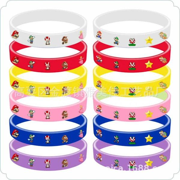 12st/ set Super Mario Cartoon Sportarmband Spel Perifera tillbehör Anime silikonarmband för pojkar Flickor handledsrem 12pcs-C