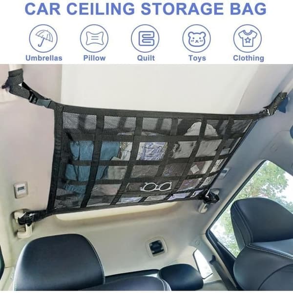 Bagagenet - Campingtilbehør - 90 x 65 cm - Dobbeltlag - Sort - Bil