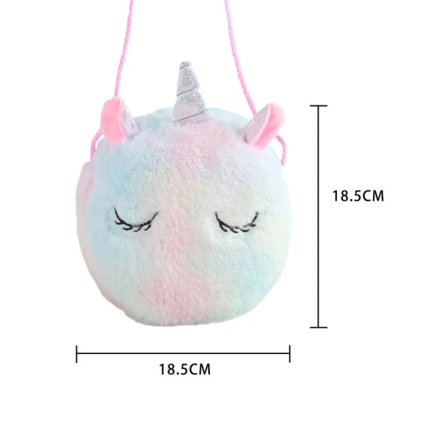 Mode Barn Flickor Axelväska Söt Unicorn Djur Messenger Bag Barnnycklar Myntväska Söt Princess Mini Handväska Plyschleksak White 19CM