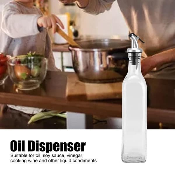 VINGVO Oljeflaskor för Kök Glas Oljedispenser och Rostfri Oljeflaska för Vin