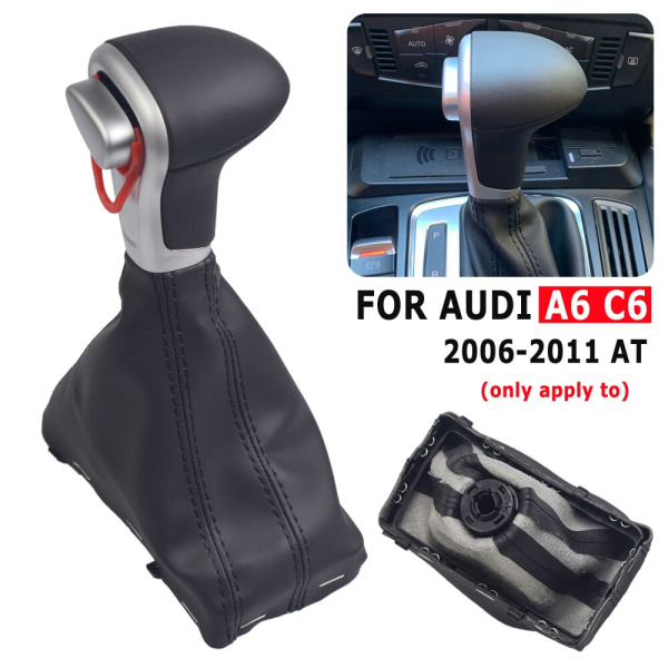 För Audi A4 B8 A5 Q5 2009 2010 2011 2012-2014 Bil Automatisk växelspak Växelspaksknopp Damask Stövel Läder Cover-A6 C6 A6 C6