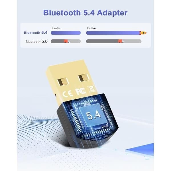 USB-dongel Bluetooth-adapter - INGET MÄRKE - 5.4 - Låg latens - 20 m räckvidd - Plug and Play