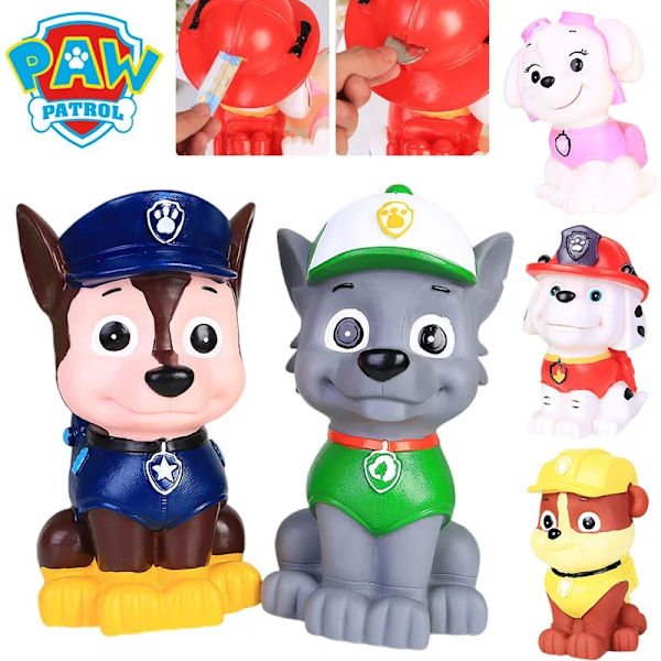 Paw Patrol Chase Skye Liten Spargris Söt Mynt Penningboxar Förvaring Barn Leksaker Pojkar Flickor Sparkartong Heminredning Barn Presenter Skye