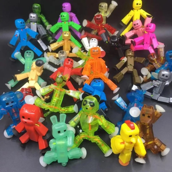 Slumpmässig 1st/3st Färg DIY Creat Animation Film Sticky Robot Sucker Sugkopp Rolig Deformerbar Stick Bot Action Figur Leksaker B1-Box 1Pc