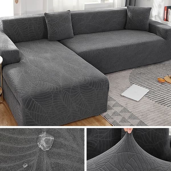 Tykk Jacquard Sofatrekk, Solid Sofatrekk, L-formet Beskyttelse, Benketrekk, 1 Seter, Mørk Grå