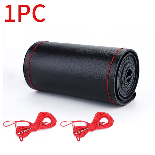 (Style 1 Röd)Premium cover i äkta läder 37CM-38CM Anti-slip cover för rattkohud rattskydd Style 1 Red