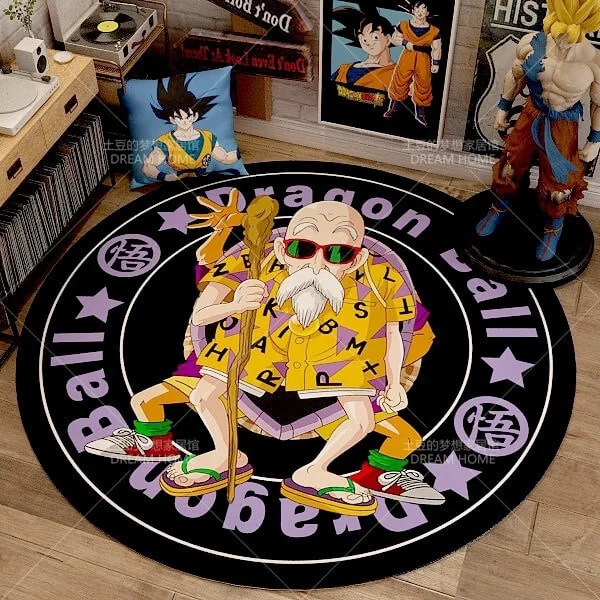 Anime Dragon Ball Rund Hemmatta Tecknad Goku Vegeta Halkfria fotmattor Vardagsrum Sovrum Sängbord Datorstol Golvmattor 9 160x160cm