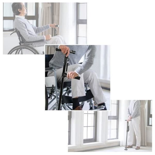 Foldbar Stok med LED-lys, Let Foldbar Justerbar Gåstok, Sort