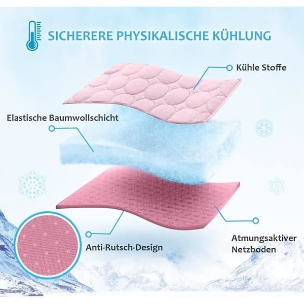 Kølemåtte - Hund - Is Silke - Åndbar - Selvventilerende - Flere Størrelser Pink
