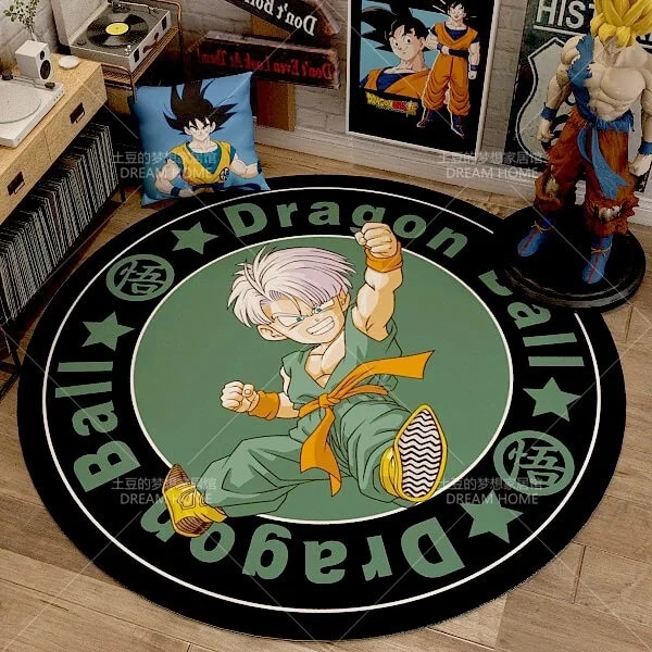 Anime Dragon Ball Rund Hemmatta Tecknad Goku Vegeta Halkfria fotmattor Vardagsrum Sovrum Sängbord Datorstol Golvmattor 26 160x160cm