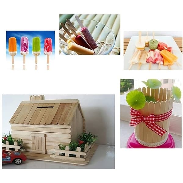 50 stk. naturlige ispinner av tre for ispinner, DIY gourmetpinner av tre