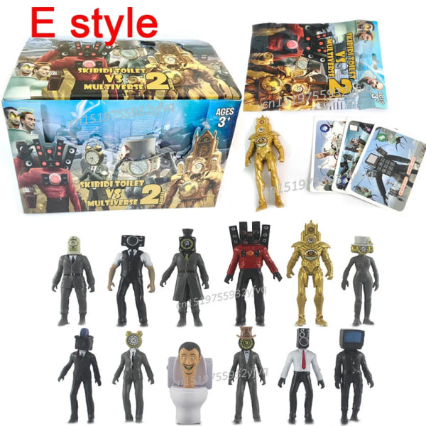 24Pack/12Pack/ Set Slumpmässig Skibidi Toalettfigur Med Kortleksak Spel Toalett Man VS Monitor Man Action Figur PVC Modell Dockor Present 24pack opp bag C