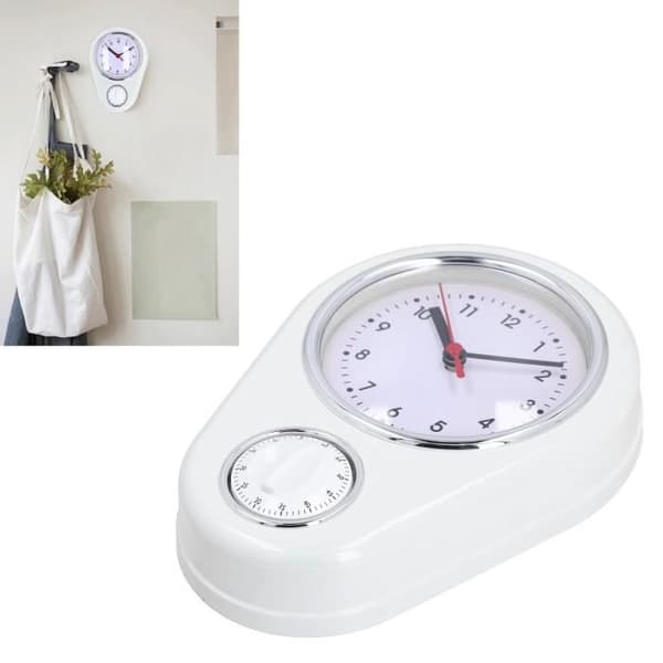 SALUTUYA 9-tums Timer Väggklocka SALUTUYA Kökstimer Väggklocka 9-tums Kökstimer, Vit White