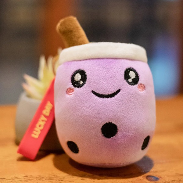 10 cm Söt Bubble Tea Nyckelring Mjuk plysch hänge fylld Boba Doll Kawaii Ryggsäck Väska Dekor Födelsedagspresenter till flickor Pojkar 10cm purple yuanyan