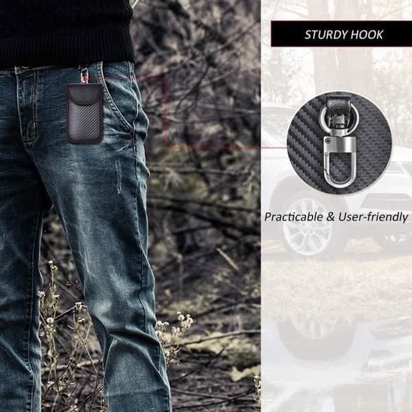 2 stk. Signalblokerende Faraday-pose, Anti RFID Bilnøgle Etui Pose, Faraday-pose, RFID Signalblokerende Poser til Black