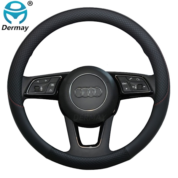 (Lila)100 % DERMAY Läder Sportbilsrattskydd Cover för Audi A1 8X A2 A3 A4 A5 A6 Avant Biltillbehör Purple
