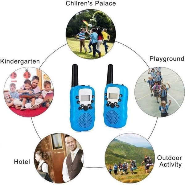 (Blå) Oppladbare Walkie Talkies - Barn - 3 km lang rekkevidde - Intercom Julegave (Blå) Blue