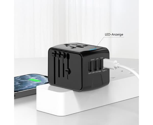 Reiseadapter for hele verden, universell reiseplugg, internasjonal pluggadapter, universell adapter