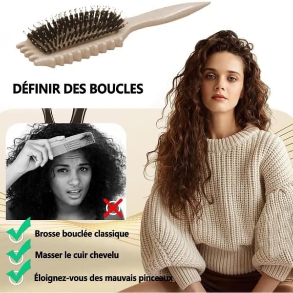 (Vit) Lockborste - Bounce Curl - Stylingborste - Mjuka Borst - Ergonomisk - Vit White