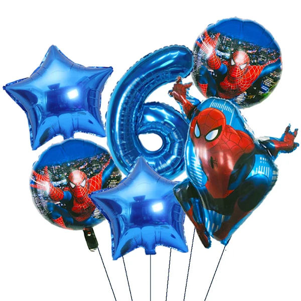 6st Marvel Super Hero Spiderman Set Barnfödelsedagsfest Dekoration Baby Shower Uppblåsbara pojkar Toy Globos VIOLET/紫罗兰