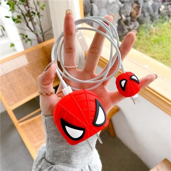 Disney Anime Figures Mickey Minnie Spiderman Alien Mike IPhone 13 5/18/20W PVC-laddarhuvud Cover Födelsedagspresenter 9 Charger Protective