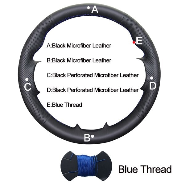 (Blå tråd) Cover för bil till Subaru Forester 2005 - 2007 Outback Legacy 2005 - 2007 Fläta på ratten Volant 2006 Blue Thread