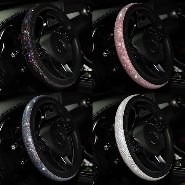 (BK) Universal 37/38 mm Cover PU Läder Strass Kristall Case Bilinredning BK