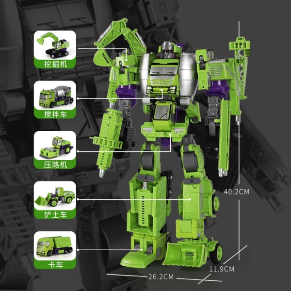 Transformation Robot Toy 5 i 1 Teknisk fordonsmodell Utbildningsmontering Deformation Action Figur Bil för barn Pojke D