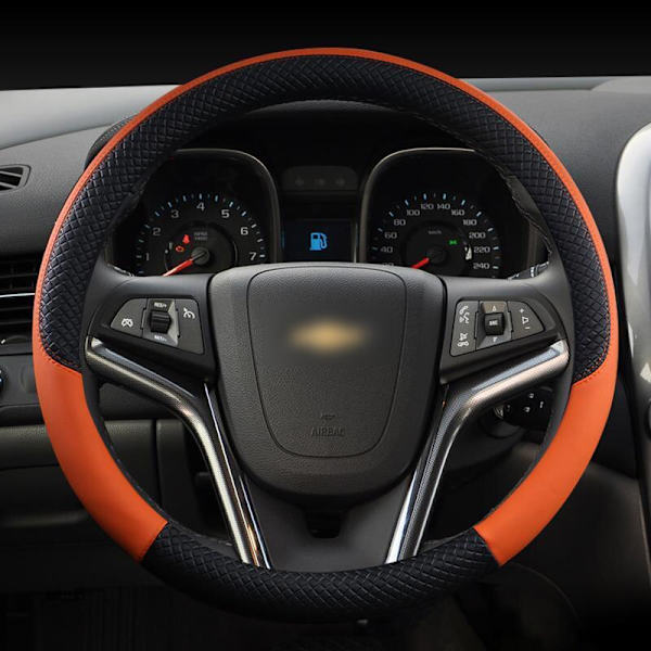 (Orange) Cover i läder Halkskyddad rattfläta till Chevrolet Malibu Captiva Orlando Högkvalitativa tillbehör Orange