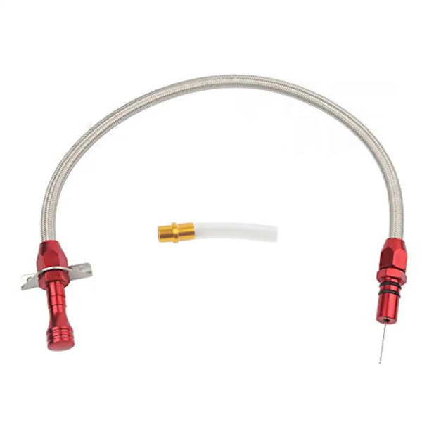 Transmissionsväxellåda Rostfritt Flexibelt Oljesticka för Chevy GM 4l60e TH400 TH350 Turbo SBC BBC Brandväggsfäste + Påfyllningsrör Red