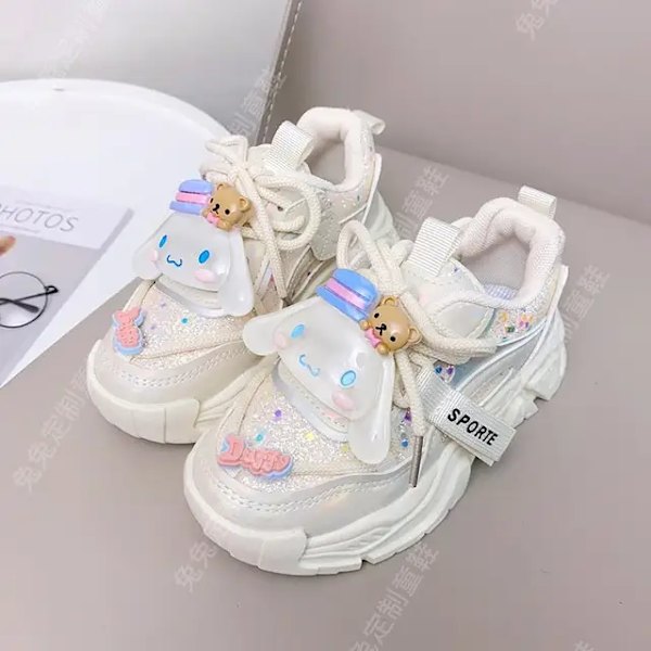 Anime Kawaii Sanrios My Melody Cinnamoroll Kuromi Barn Sneakers Tecknad Söt Luminous Daddy Skor Tjej Sammet Löparskor Present Plus Velvet 7 31-19cm