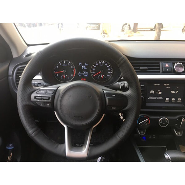 (RED LINE)Svart läder handsytt cover för KIA RIO X-LINE X LINE RIO 4 2017 2018 Biltillbehör RED LINE